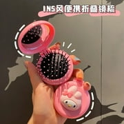 HelloKitty Makeup Mirror Sanrio Accessories Y2k Anime My Melody Kuromi Folding Air Portable Comb Mirrorr Carry Around Gift