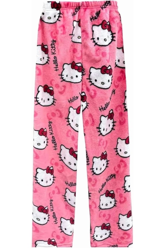 HelloKitty Pajamas Pants Anime Women Cartoon Family Christmas Halloween Pajama Pants Kawaii Flannel Pajama Pants