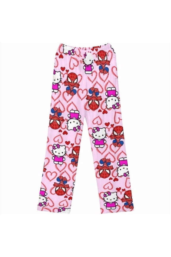 HelloKitty Pajamas Pants Anime Women Cartoon Family Christmas Halloween Pajama Pants Kawaii Flannel Pajama Pants