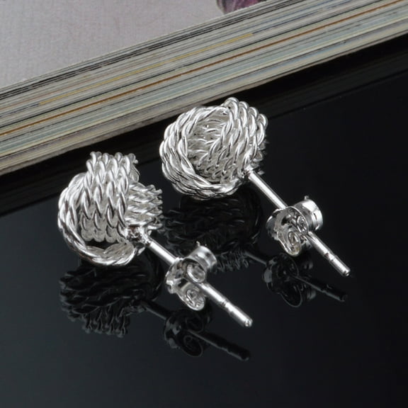 〖Hellobye〗SimpleFashion Ball Slide 925 Silver Plated Ear Stud Earrings Women JewelrySilver