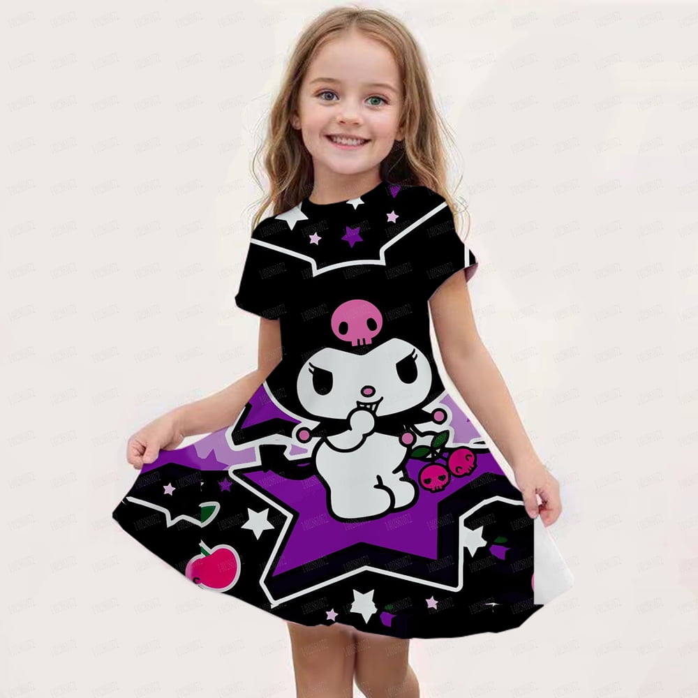 Hellokitty Kuromi Summer Dress Girl Dresses Children Dresses Cosplay 3d Cartoon Print Cute 2024 ...