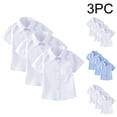 thumbnail image 1 of Hellosay 3 Pack Boys Shirts Short Sleeve Button Down Shirt Teen Collared Tops Cotton Solid Fall Schoolwear 2-15T, 1 of 5