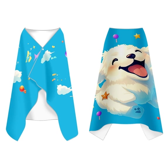 Hellosay Baby Girl Beach Towel Toddler Oversized Dry Fast Bathrobe Boys Dog Print Snap Button Large Swim Accessories 27"x61"