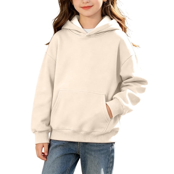 Hellosay Cotton Hoodies for Girls Size 6 Winter Long Sleeve Hooded Sweatshirt Heavyweight Pullover Tops with Pockets