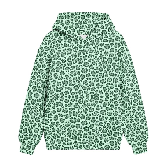 Hellosay Fleece Hoodies for Girls Size 7-8 Winter Long Sleeve Hooded Sweatshirt Heavyweight Leopard Print Pullover Tops