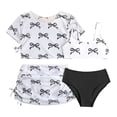 thumbnail image 1 of Hellosay Girls Swimsuit 4 Piece Dries Faster Swimwear Side Drawstring Floral Summer Holiday Bathing Suit Size 8-12 White, 1 of 7