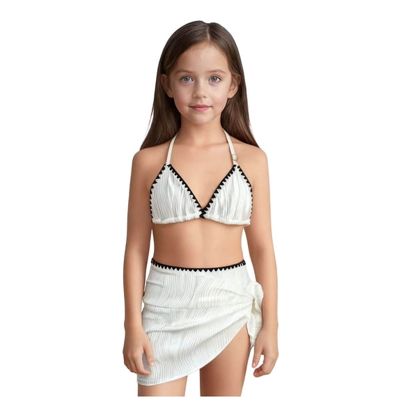 Hellosay Girls Two Piece Swimsuits Shell Stitched Bikini Adjustable Drawstring Bathing Suit Vacation Swimwear Size 8-16