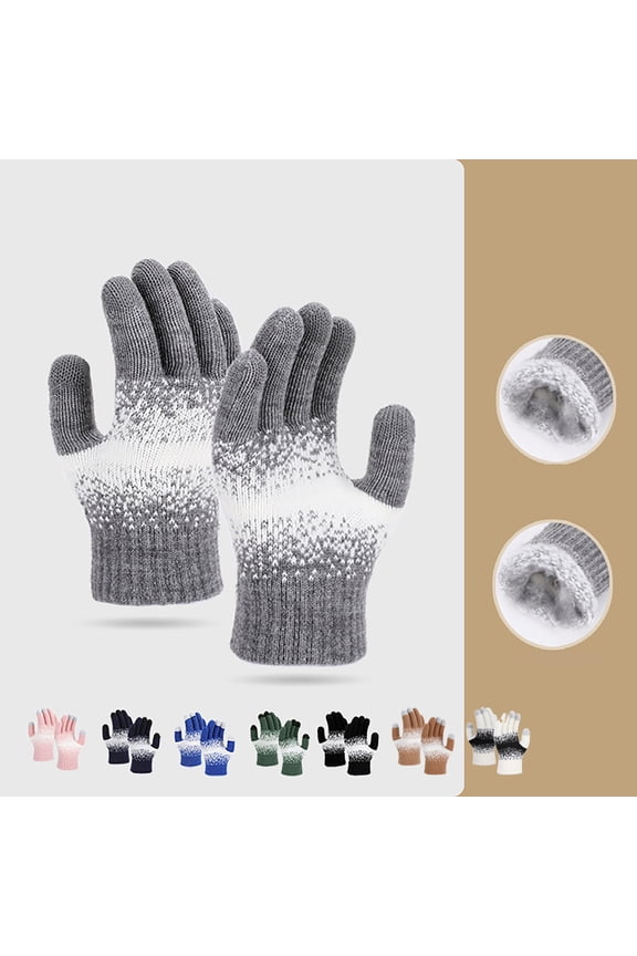 Gloves Winter Women Knit Thermal Warm Touch Screen Gloves Christmas Gifts Gray