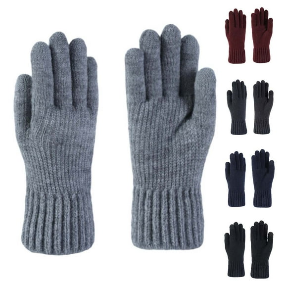Hellosay Gloves for Women Cold Weather Knit Thermal Warm Solid Christmas Gifts Gray