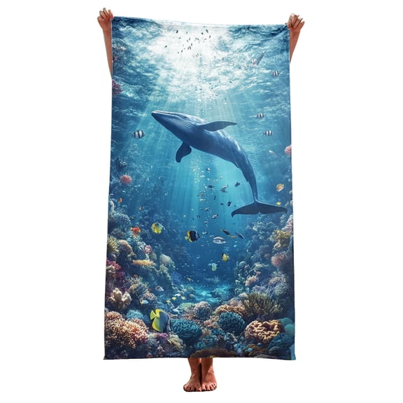 Hellosay Kids Beach Towels Girls Toddler Microfiber Oversized Absorbent Blanket Boys Dolphin Summer Accessories Blue 27"x61"