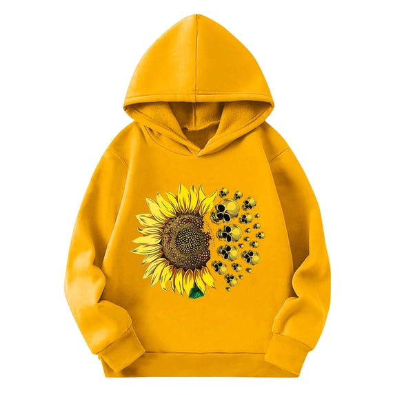 Hellosay Kids Halloween Tops Floral Happy Funny Hoodie Pullover Vacation Skeleton Streetwear Winter Holiday Clothes