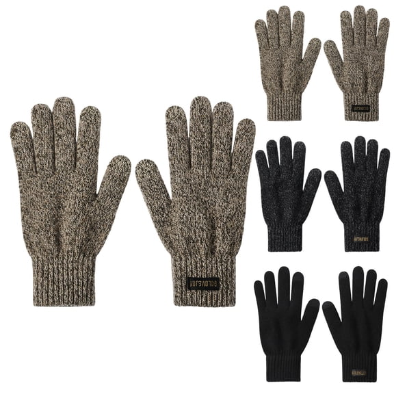 Hellosay Mens Gloves Knit Thermal Warm Christmas Gifts Khaki