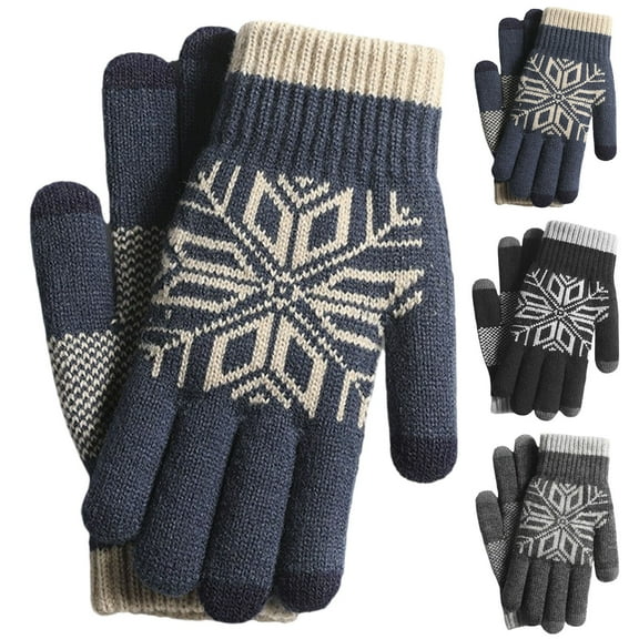 Hellosay Mens Gloves for Cold Weather Knit Thermal Warm Christmas Gifts Navy