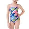 thumbnail image 1 of Hellosay One Piece Swimsuits for Juniors Back Cutout Swimwear Summer Beachwear Print Beach Bathing Suit Size 2-14 Pink, 1 of 9