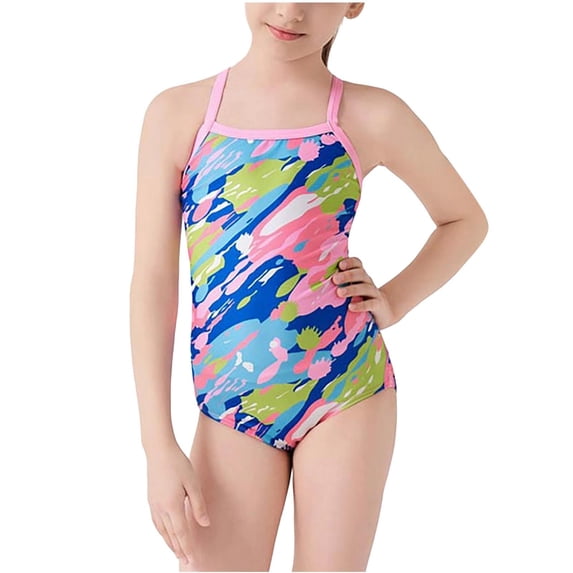 Hellosay One Piece Swimsuits for Juniors Back Cutout Swimwear Summer Beachwear Print Beach Bathing Suit Size 2-14 Pink
