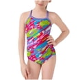 thumbnail image 1 of Hellosay One Piece Swimsuits for Juniors Back Cutout Swimwear Summer Beachwear Print Beach Bathing Suit Size 2-14 Purple, 1 of 9