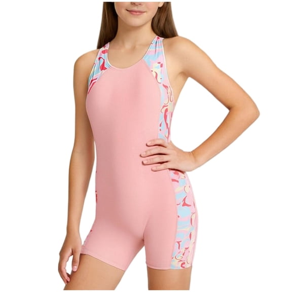 Hellosay One Piece Swimsuits for Juniors Strecthy Swimwear Sleeveless Beachwear Print Vacation Bathing Suit Size 5-15