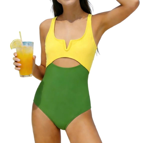 Hellosay One Piece Swimsuits for Juniors Waist Cutout Swimwear Surfing Beachwear Vacation Bathing Suit Size 3-14 Green