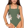 thumbnail image 1 of Hellosay One Piece Swimsuits for Teens Floral Side Cutout Bathing Suit Beach Beachwear Vacation Swimwear Size 8-12 Green, 1 of 3