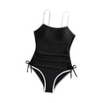 thumbnail image 1 of Hellosay One Piece Swimsuits for Teens Ruched Swimwear Padded Side Drawstring Beachwear Beach Bathing Suit Size 7-16, 1 of 6