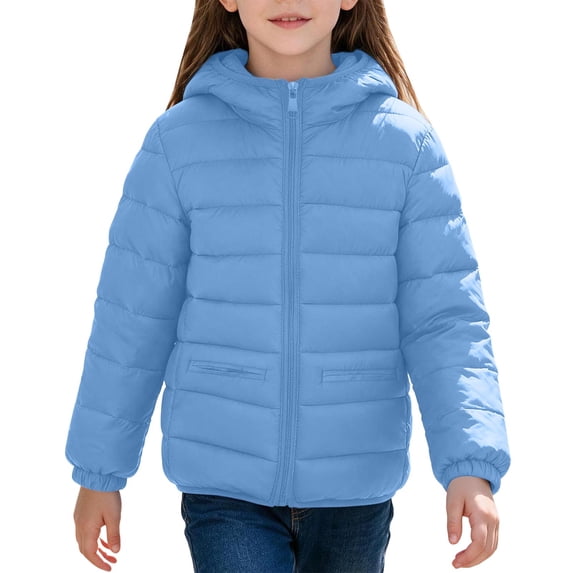 Hellosay Puffer Jacket Girls Quilted Long Sleeve Hooded Coat Winter Zip Up Tops Lightweight Casual Outwear with Pockets