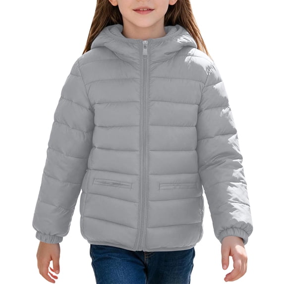 Hellosay Puffer Jacket Toddler Size 4T Quilted Long Sleeve Hooded Coat Winter Zip Up Tops Casual Outwear with Pockets