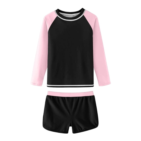 Hellosay Rash Guards for Girls Strecthy Long Sleeve Tankini Modest Bathing Suit Summer Holiday Swimsuit Size 12-16 Black