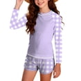 thumbnail image 1 of Hellosay Rash Guards for Girls Strecthy Long Sleeve Tankini Modest Swimsuit Plaid Beach Bathing Suit Size 12-16 Purple, 1 of 9