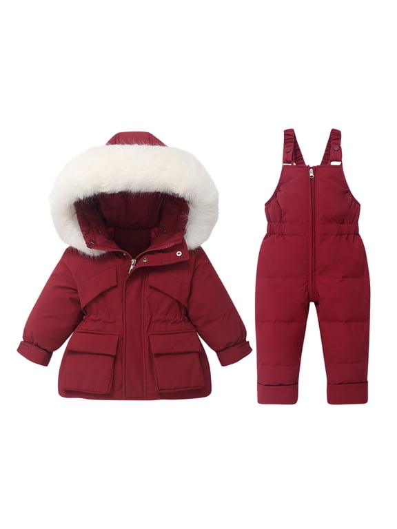 Ski Suits for Kids Boys Girls Waterproof Windproof 2 Piece Snowsuit Jumpsuit and Jacket Snow Suit Winter Outdoor Overalls 6 Months-3T