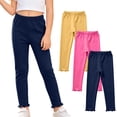 thumbnail image 1 of Hellosay Toddler 3 Pack Leggings Cotton Elastic Waist Ruffle Hem Strecth Comfortable Solid Casual Dance Pants Size 1-9, 1 of 9