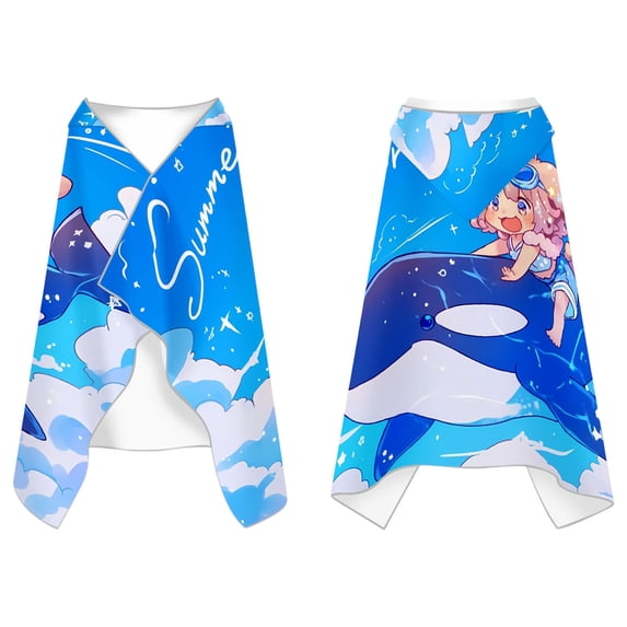 Hellosay Toddler Beach Towel with Hood Kid Dry Fast Bathrobe Baby Boys Girls Swim Bath Snap Button Summer Accessories 27"x61"