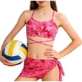thumbnail image 1 of Hellosay Two Piece Swimsuits for Teens Ruched Spaghetti Straps Bikini Padded Swimwear Vacation Bathing Suit Size 13-17, 1 of 9