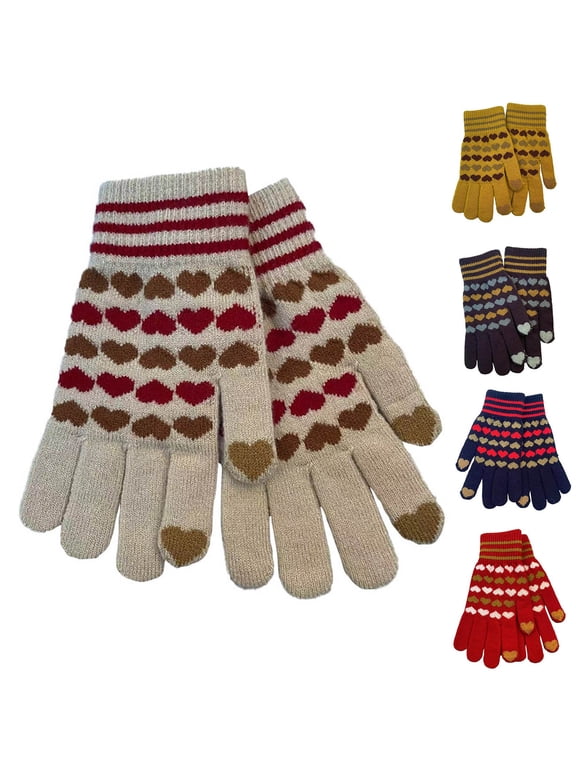 Warm Gloves for Women Knit Thermal Warm Touch Screen Gloves Christmas Gifts Beige
