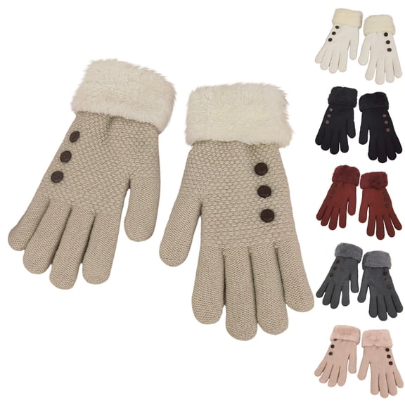 Hellosay Winter Gloves Men Thermal Warm Fleece Christmas Gifts Beige