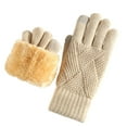 thumbnail image 1 of Hellosay Winter Gloves Women Knit Thermal Warm Fleece Lined Christmas Gifts Beige, 1 of 9