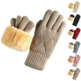 thumbnail image 1 of Hellosay Winter Gloves Women Knit Thermal Warm Fleece Lined Christmas Gifts Khaki, 1 of 4