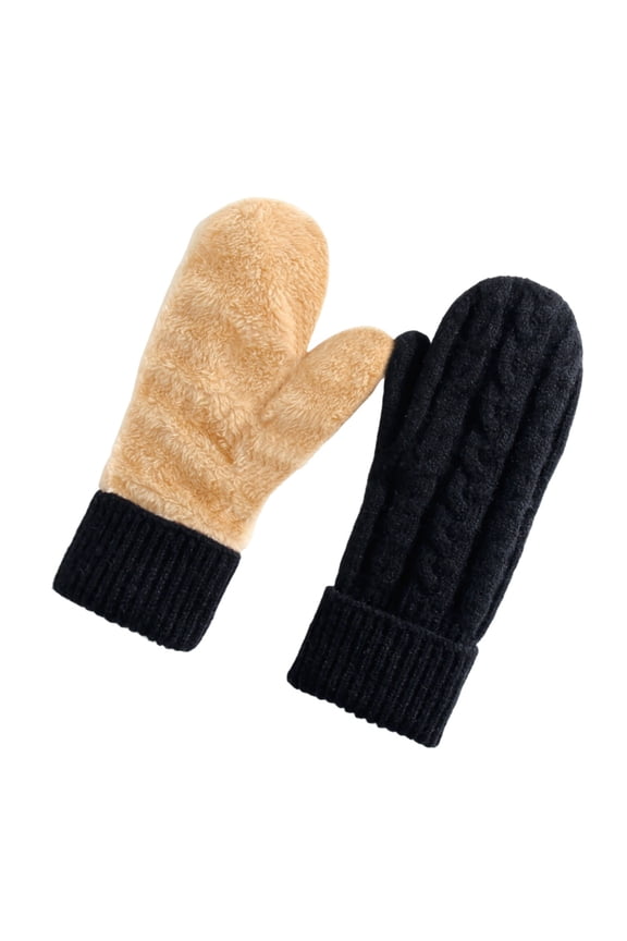 Winter Gloves for Women Knit Thermal Warm Fleece Lined Christmas Gifts Black