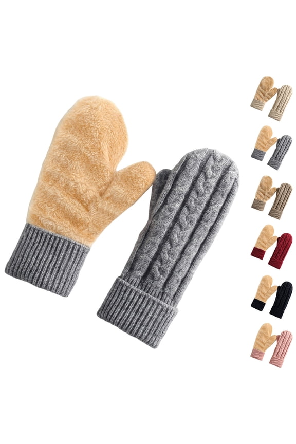 Winter Gloves for Women Knit Thermal Warm Fleece Lined Christmas Gifts Gray
