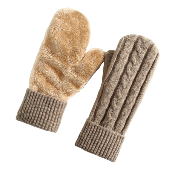 Hellosay Winter Gloves for Women Knit Thermal Warm Fleece Lined Christmas Gifts Khaki