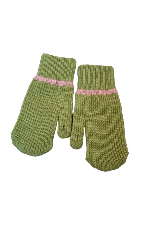 Winter Gloves for Women Knit Thermal Warm Solid Christmas Gifts Green