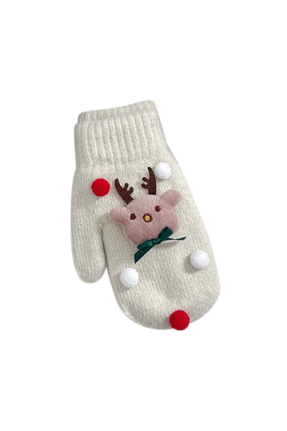 Women Winter Gloves Knit Thermal Warm Christmas Gifts White