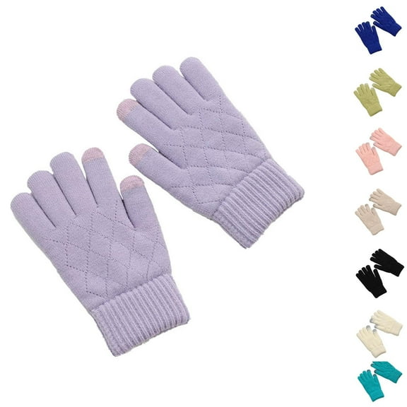 Hellosay Women Winter Gloves Knit Thermal Warm Solid Touch Screen Gloves Christmas Gifts Purple