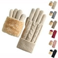 thumbnail image 1 of Hellosay Womens Gloves Winter Knit Thermal Warm Fleece Lined Christmas Gifts Beige, 1 of 9