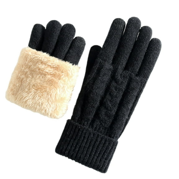 Hellosay Womens Gloves Winter Knit Thermal Warm Fleece Lined Christmas Gifts Black