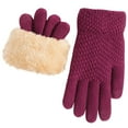 thumbnail image 1 of Hellosay Womens Gloves Winter Knit Thermal Warm Fleece Lined Christmas Gifts Wine, 1 of 3