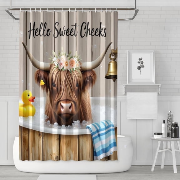 Hellow Sweet Cheeks 72"x72" Shower Curtain,Bathroom Decorative Shower Curtains Set with 12 Hooks,Modern Waterproof Washable Shower Curtain