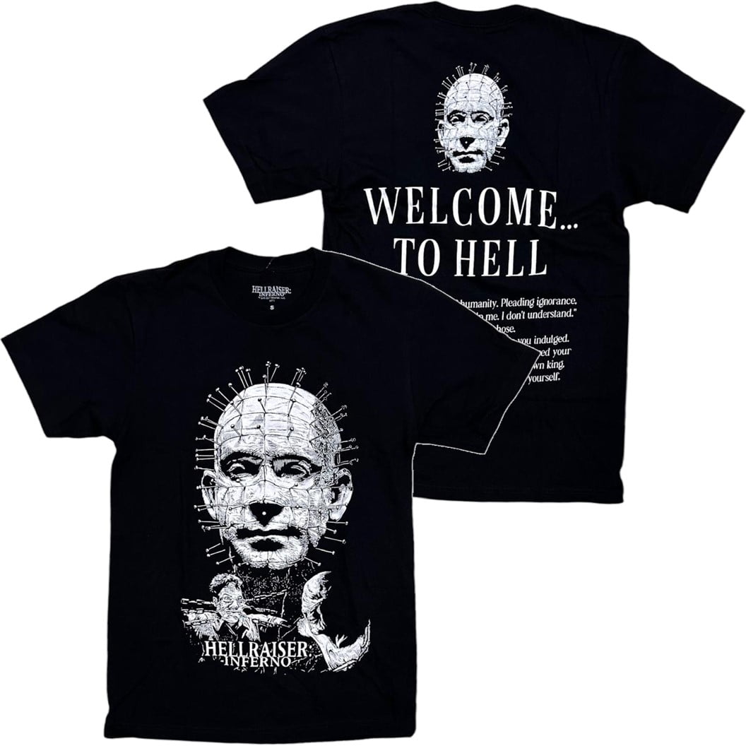 Hellraiser Inferno Men's T-Shirt Pinhead Double Sided Short Sleeve Crewneck  Tee (XX-Large, Black) - Walmart.com, image size:1056x1056
