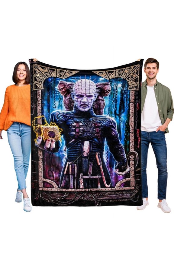 Hellraiser Pinhead Throw Blanket Gifts for Fans Lover Girls Boys Women Present Hoodie Him Bed 40"x50"