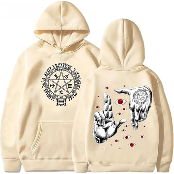 Hellsing Merch Alucard Hoodie Unisex Drawstring Pocket Casual Sweatshirt Stylish Long-Sleeve Pullover