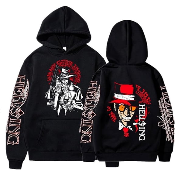 Hellsing Merch Comic Print Long-Sleeve Hoodie Unisex Drawstring Pocket Casual Sweatshirt